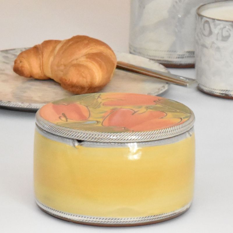 handgemachte-keramik-geschirr-butterdose-gross-bluete-gelb-4 Piccolo Keramik - Handgemachte Keramik und getöpfertes Geschirr -