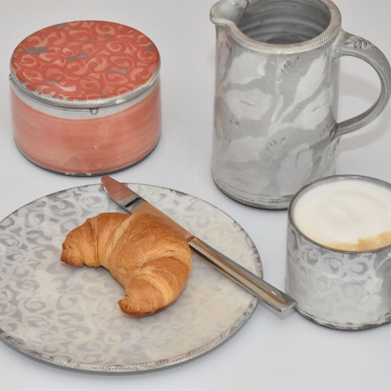 handgemachte-keramik-geschirr-butterdose-gross-ranke-rot-3 Piccolo Keramik - Handgemachte Keramik und getöpfertes Geschirr -
