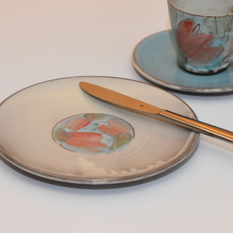 handgemachte-keramik-geschirr-teller-vesper-bluete-blau-3 Piccolo Keramik - Handgemachte Keramik und getöpfertes Geschirr -