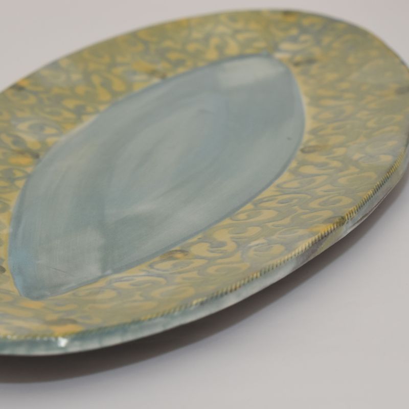 servierplatte-keramik-oval-41-handgetoepfert-dresden-ranke-gruen-4 Piccolo Keramik - Handgemachte Keramik und getöpfertes Geschirr -