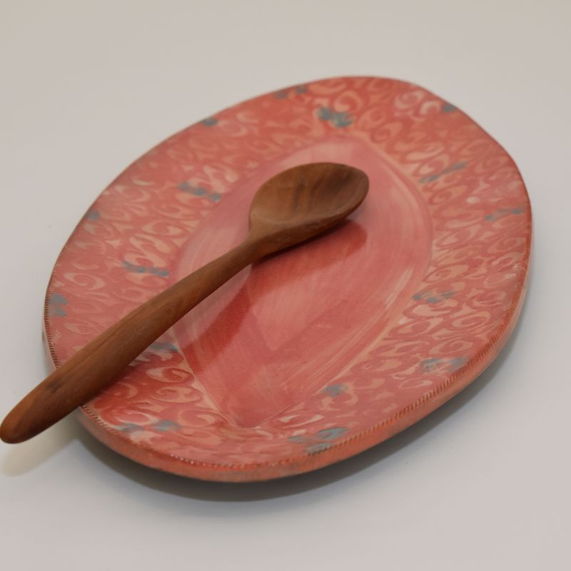 servierplatte-keramik-oval-41-handgetoepfert-dresden-ranke-rot-4 Piccolo Keramik - Handgemachte Keramik und getöpfertes Geschirr -